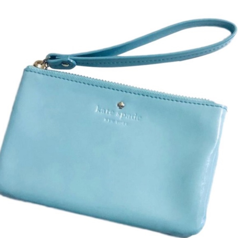 Kate Spade Harrison Street Patent Blue Wristlet